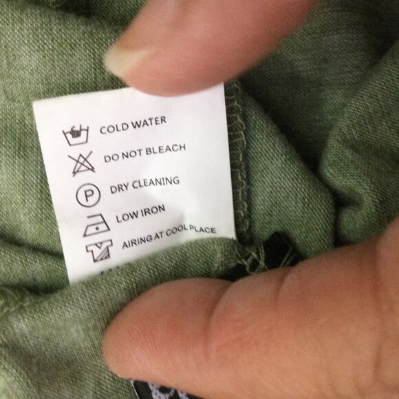 Hibluco Round Neck Flared Short Sleeve Soft Tiered Babydoll Green Tunic Top Sz L - Picture 8 of 9